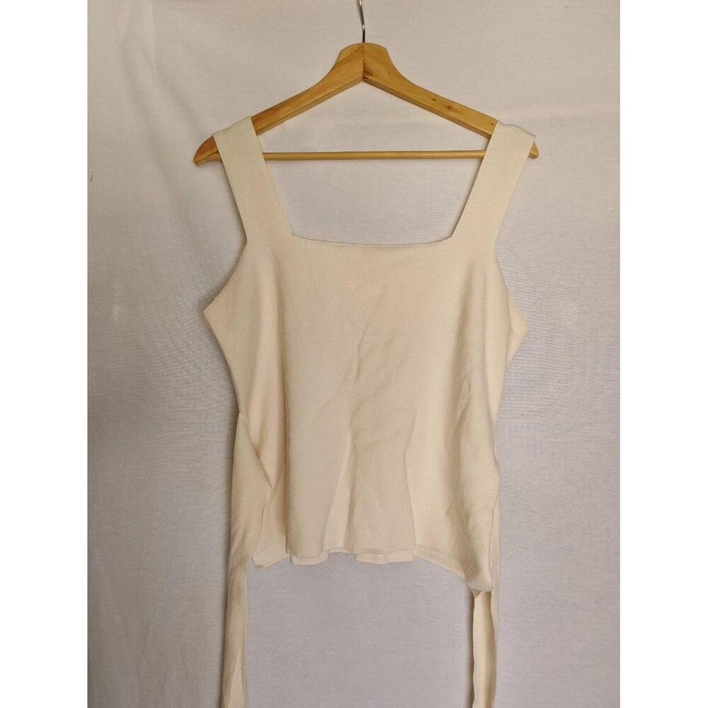 Anthropologie Harlow Knit Tank Cream Off‎ White Large L Tie Detail - Picture 2 of 10